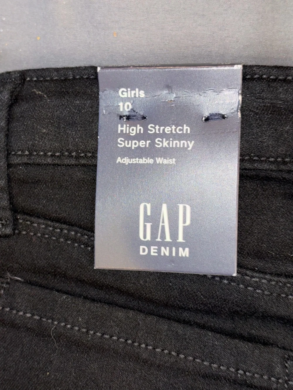 NWT Gap Kids Girls High Stretch Super Skinny Black Jeans Size 10 Adjustable
